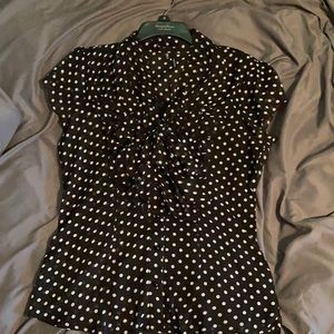 Black polkadot lace top